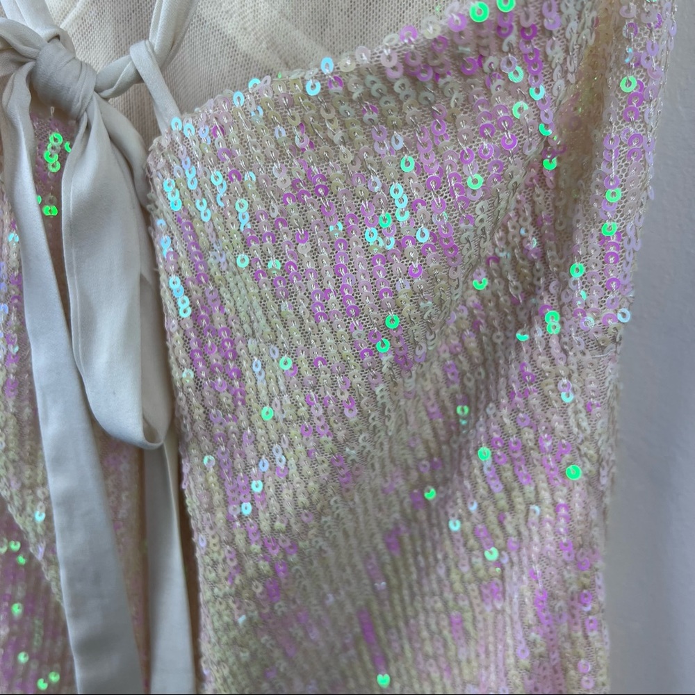 FREE PEOPLE Gold Rush Mini Dress in Icicle Pearl - Picture 6 of 7